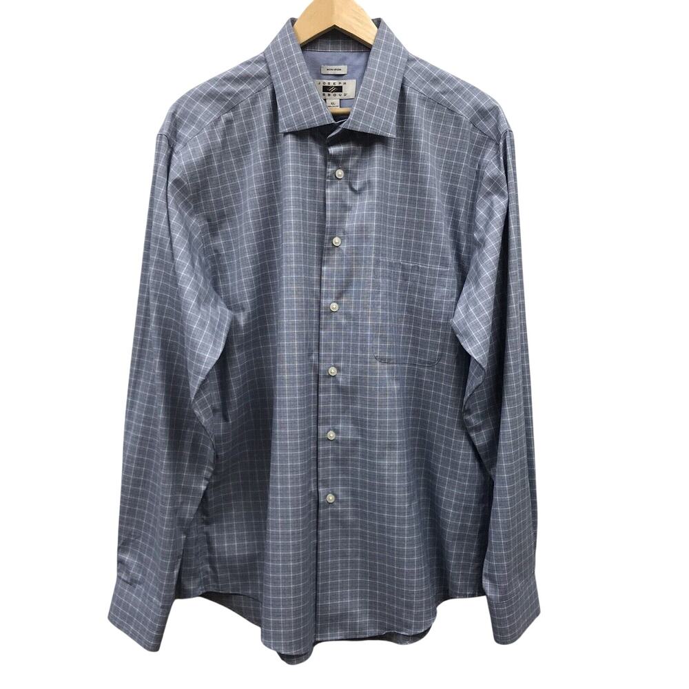 Joseph Abboud Shirt Mens XL Blue White Cotton Non Iron